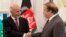 FILE - Pakistan's Prime Minister Nawaz Sharif, right, receives Afghan President Ashraf Ghani at the prime minister house in Islamabad, Pakistan, Saturday, Nov. 15, 2014.