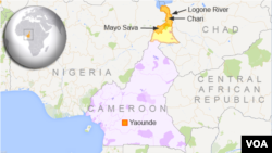 Map showing locations of areas in Cameroon hardest hit by cholera