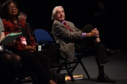 FILE - Labour party MP Dennis Skinner listens to a speech at a Labour party conference in Liverpool, England, Sept. 25, 2018.