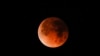 “超级血狼月”罕见月食奇景