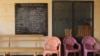 A blackboard with translations of French phrases into the Kanuri language is seen at a Cameroonian military base in Kolofata, Cameroon, March 16, 2016. 