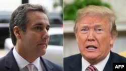 Michael Cohen (à gauche), avocat personnel du président Trump et le président américain Donald Trump, adns une combinaison de photos créée le 11 avril 2018.