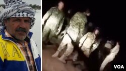 سمت راست فیلمی از درگیری دوشب پیش و سمت چپ عکس «عبود جليزى» کشاورز سیل‌زده که براثر جراحات درگذشت. 