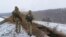 FILE - In this image provided by the Ukrainian Board Guard Press Office, Ukrainian border guards watch as a special vehicle digs a trench on the Ukraine-Russia border close to Sumy, Ukraine, Dec. 21, 2021. 