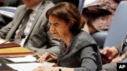 Deputy Ambassador to the United Nations Rosemary DiCarlo addresses the U.N. Security Council, Aug. 5, 2014, at the United Nations headquarters. 