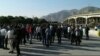 Workers of Iran's HEPCO industrial complex stage a protest near a railway line in the western city of Arak on May 21, 2018 (ILNA/VOA)