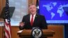 Secretary of State Mike Pompeo addresses a news conference at the State Department in Washington, Tuesday, April 7, 2020. (Leah Millis/Pool Photo via AP)