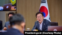 2025年7月29日，韩国总统李在明在首尔龙山总统室主持国务会议。