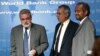  World Bank official Nicholas Stern (C), Jean-Louis Sarbib (L), and Shanta Devarajan (R), at the Dubai Annual Meeting of Board of Governors, World Bank Group and International Monetary Fund September 21, 2003. 