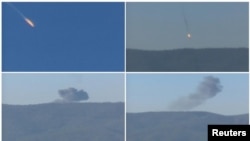 지난 24일 시리아 북부 반군 장악지역에서 러시아 전투기가 격추되는 모습