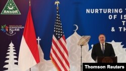 مایک پمپئو در جریان سخنرانی روز پنجشنبه در اندونزی
