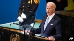 Biden addressing world leaders at the UN General Assembly 
