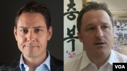 加拿大前外交官康明凯(Michael Kovrig)（左）和商人斯帕弗(Michael Spavor)