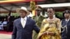 Uganda's long-time president Yoweri Museveni, 71, left, and his wife Janet Museveni, right, attend his inauguration ceremony in the capital Kampala, May 12, 2016. 