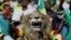 Soccer (Football) fans erupt in joy at Ahmadou Ahidjo Stadium in Yaounde, Cameroon during AFCON's semi final game between Burkina Faso and Senegal, Feb. 2, 2022.