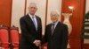 U.S. Secretary of Defense Jim Mattis, left, shakes hands with Vietnam's Communist Party General Secretary Nguyen Phu Trong before holding talks in Hanoi, Vietnam, Jan. 25, 2018.
