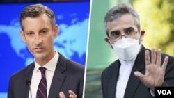 علی باقری کنی سرپرست تیم مذاکره‌کننده جمهوری اسلامی و ند پرایس (چپ) سخنگوی وزارت خارجه آمریکا