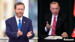 رجب طیب اردوغان (راست) و اسحاق هرتزوگ.