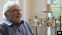 In this September 6, 2011 photo, children's book author Maurice Sendak is photographed doing an interview at his home in Ridgefield, Connecticut.