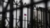 The Russian flag flies above the Embassy of the Russian Federation, near the Glover Park neighborhood of Washington, Feb. 22, 2022.