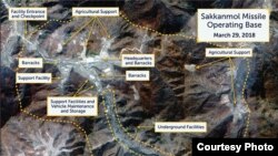 미국 전략국제문제연구소(CSIS)가 민간 위성업체 '디지털 글로브'가 지난 3월 촬영한 '삭간몰' 미사일 기지를 사진을 근거로 삭간몰 기지는 일부 시설 재정비가 진행되는 등 현재까지 운영 중이라고 말했다. 