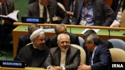 روحانی رئیس جمهوری ایران و جواد ظریف در سازمان ملل