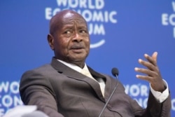 FILE - Yoweri Museveni, who has been president of Uganda since 1986, speaks during the World Economic Forum (WEF) Africa meeting at the Cape Town International Convention Center, Sept. 4, 2019.
