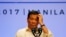 Philippines President Rodrigo Duterte gestures while addressing the media following the conclusion of the 30th ASEAN Leaders' Summit in Manila, Philippines, April 29, 2017.