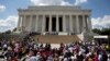 Participants gather on the steps of the Lincoln Memorial during an event to commemorate the 50th anniversary of the 1963 March on Washington, Aug. 24, 2013.