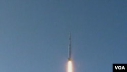 朝鲜试射导弹 (美国之音 视频截图)
