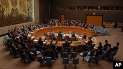 지난해 4월 북한 미사일 발사 이후, 제재안을 논의하는 유엔 안보리 이사회. (자료사진)