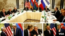 در حضور جان کری و لاوروف وزرای خارجه آمریکا و روسیه و نماینده فرانسه، روسای جمهوری ارمنستان و آذربایجان هم دیدار کردند. 