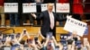 FILE - Republican presidential candidate Donald Trump gestures during a rally at Radford University in Radford, Va., Feb. 29, 2016. 