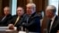 President Donald Trump speaks during a cabinet meeting at the White House, June 21, 2018, in Washington. From left, Deputy Secretary of Interior David Bernhardt, Secretary of State Mike Pompeo, Trump, and Secretary of Defense Jim Mattis.