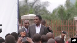  Hakainde Hichilema addresses supporters in Lusaka, Zambia, Wednesday, Jan, 21, 2015.