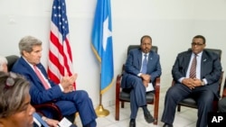 دیدار جان کری با رئیس جمهوری و نخست وزیر سومالی در موگادیشو - ۱۵ اردیبهشت ۱۳۹۴