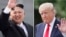 FILE - This combination of photos shows North Korean leader Kim Jong Un on April 15, 2017, in Pyongyang, North Korea, left, and U.S. President Donald Trump in Washington on April 29, 2017.