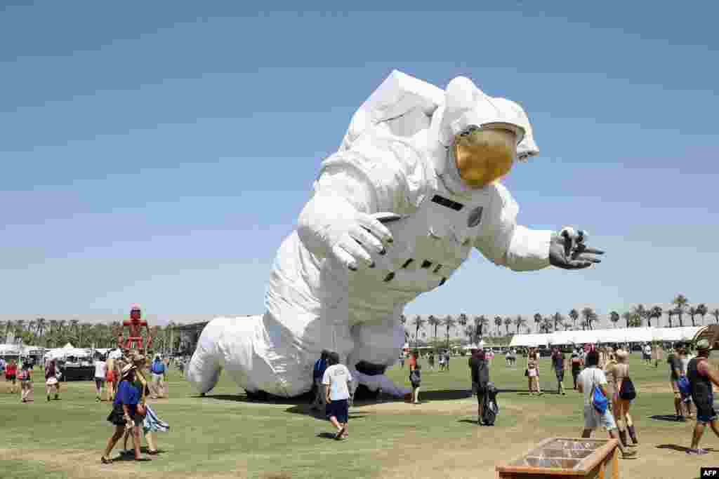 Velocity art installation by Poetic Kinetics is seen during day 3 of the 2014 Coachella Valley Music &amp; Arts Festival at the Empire Polo Club on April 13, 2014 in Indio, California.