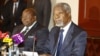 Former U.N. Secretary-General Kofi Annan (R) attends a news conference with former President of Tanzania Benjamin Mkapa in Nairobi, Kenya, October 11, 2012.