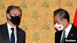 美国国务卿布林肯与中国外长王毅2021年10月31日会面（路透社）