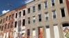 An entire block of vacant row houses in West Baltimore, within the 7th Congressional District of Representative Elijah Cummings. (VOA/C. Presutti)