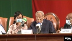 Cameroon Senate president Marcel Niat Njifenji, 87, is seen in Yaounde, March 17, 2021. (Moki Edwin Kindzeka/VOA) 