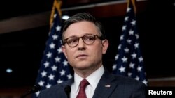 যুক্তরাষ্ট্র সংসদের নিম্নকক্ষ হাউস অফ রেপ্রেসেন্টেটিভ-এর স্পিকার মাইক জনসন। ফটোঃ ১৬ এপ্রিল, ২০২৪। 