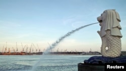 资料照：新加坡著名地标鱼尾狮公园 