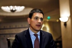 David Miliband, President and CEO of the International Rescue Committee, speaks during an interview with The Associated Press at the Phoenicia Hotel in Beirut, Lebanon, March 6, 2017.