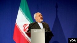 محمدجواد ظریف در نشست خبری پس ازقرائت بیانیه پایانی مذاکرات لوزان