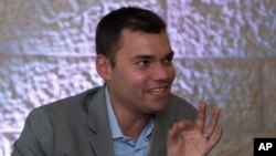 FILE - Peter Beinart, a prominent Jewish-American commentator speaks during an interview with The Associated Press in Jerusalem.