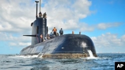 阿根廷海军提供的圣胡安号柴电动力潜艇照片。