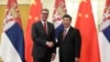 China, Beijing, Serbian President Aleksandar Vucic shakes hands with Chinese President Xi Jinping before their meeting at the Great Hall of PeopleSerbian President Aleksandar Vucic shakes hands with Chinese President Xi Jinping before their meeting at the