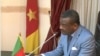 Cameroon Prime Minister Joseph Dion Ngute speaks during a meeting on the country's reconstruction, in Yaounde, Dec. 5, 2019. (Moki Edwin Kindzeka/VOA)